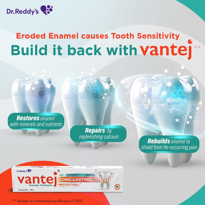 Vantej Toothpaste for Sensitive Teeth Dentist recommended sensitivity toothpaste for everyday use - 100g white