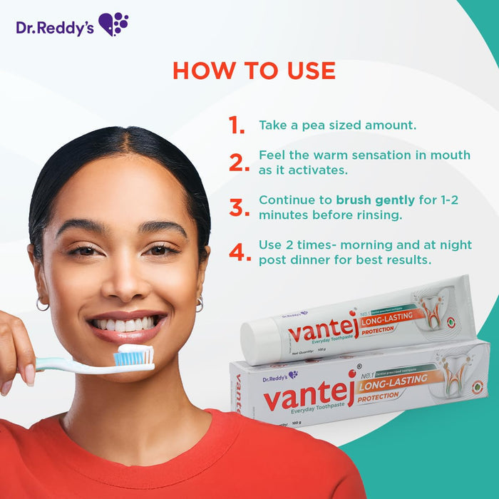 Vantej Toothpaste for Sensitive Teeth Dentist recommended sensitivity toothpaste for everyday use - 100g white