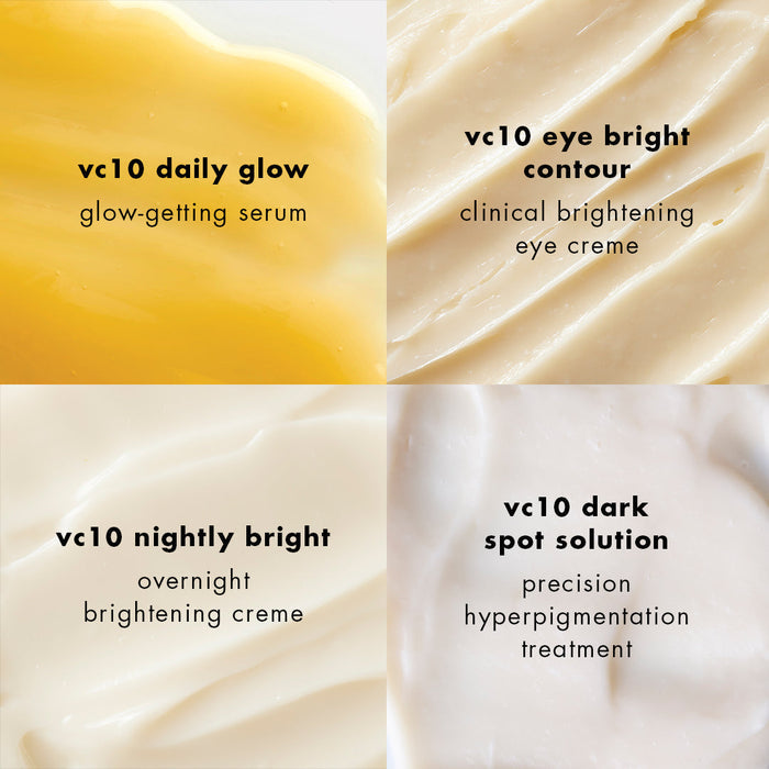 vc10 daily glow + vc10 nightly bright + vc10 eye bright contour + vc10 dark spot solution
