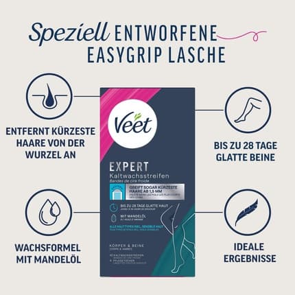 Veet Expert Cold Wax Strips for Body & Legs - Hair Removal