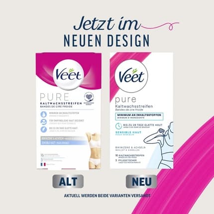 Veet PURE Cold Wax Strips – Bikini & Armpits for Sensitive Skin