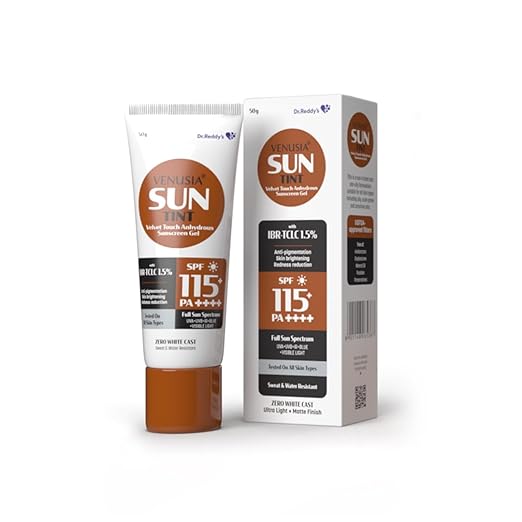 Venusia Tinted sunscreen SPF115I Full spectrum protection I UVA UVB Blue light protect I with Anti-oxidant I Sweat & water resistant I No white cast I clinically tested for all skin types I 50 g Pack of 1