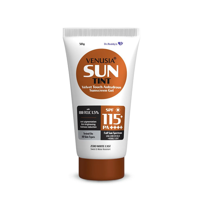 Venusia Tinted sunscreen SPF115I Full spectrum protection I UVA UVB Blue light protect I with Anti-oxidant I Sweat & water resistant I No white cast I clinically tested for all skin types I 50 g Pack of 1