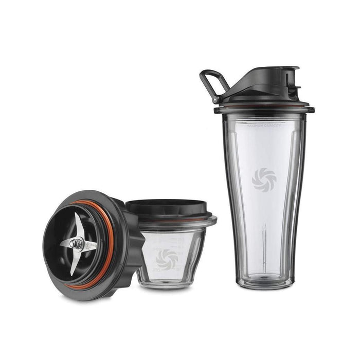 Blender cup with components on a white background