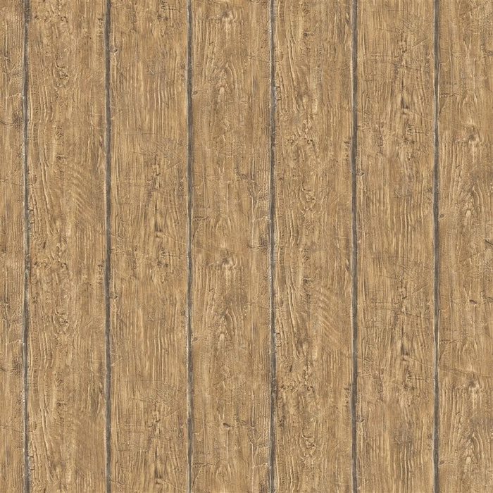 Walnut Brown Worn Wood Brewster Easy Walls Wallpaper - all4wallswall-paper