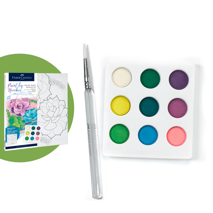 Watercolor Paint by Number Succulents