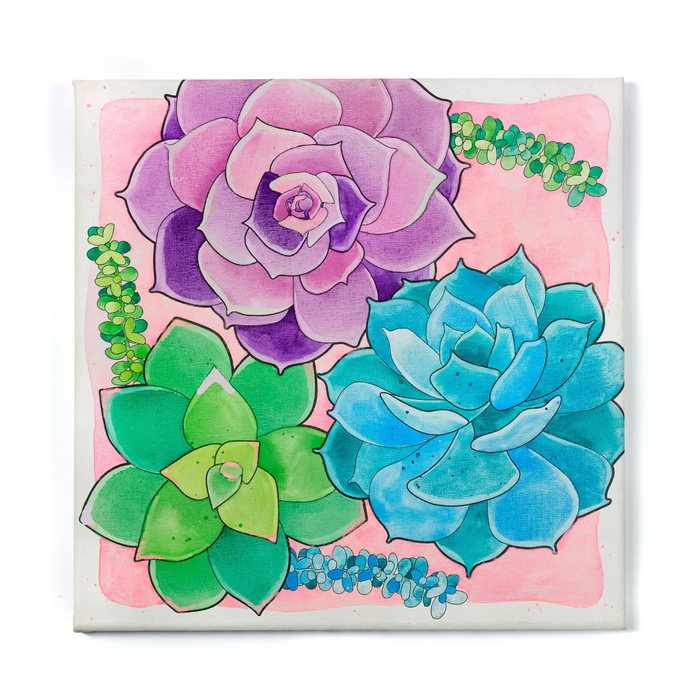 Watercolor Paint by Number Succulents