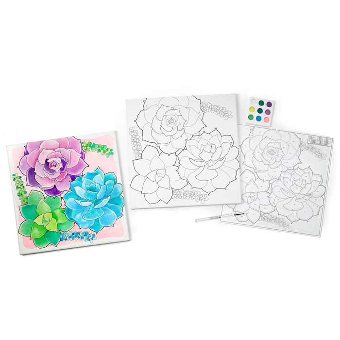 Watercolor Paint by Number Succulents