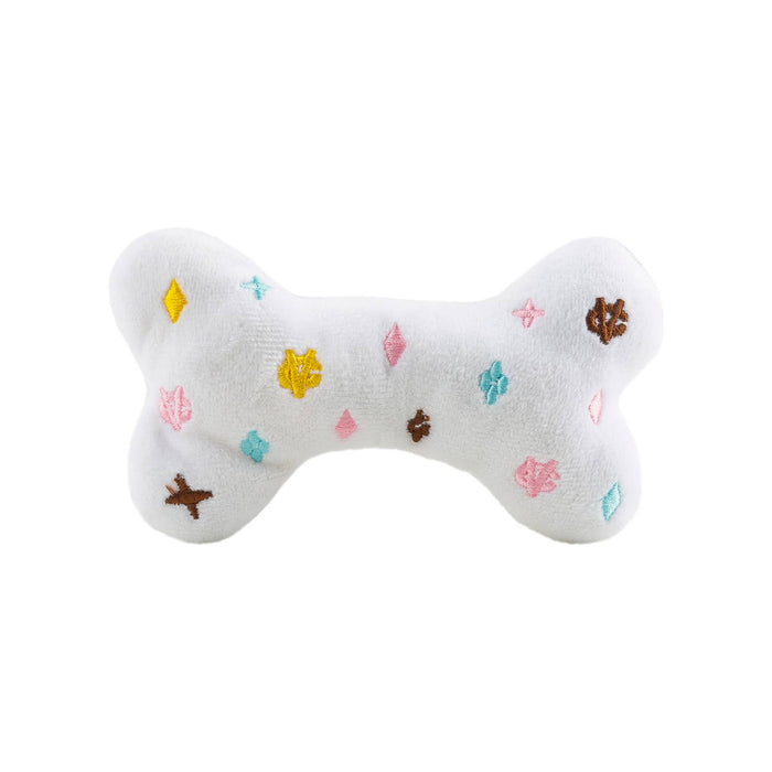 White Chewy Vuiton Bones Squeaker Dog Toy: Small / Mini - Dog.Dog.Cat.