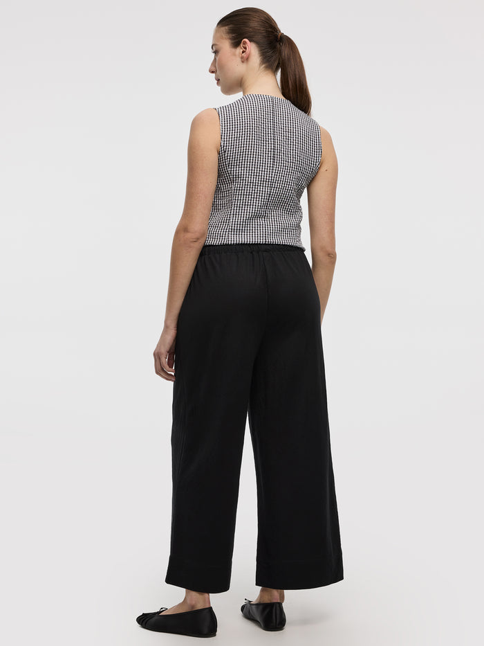 Wide-Leg Cropped Piqué Pant