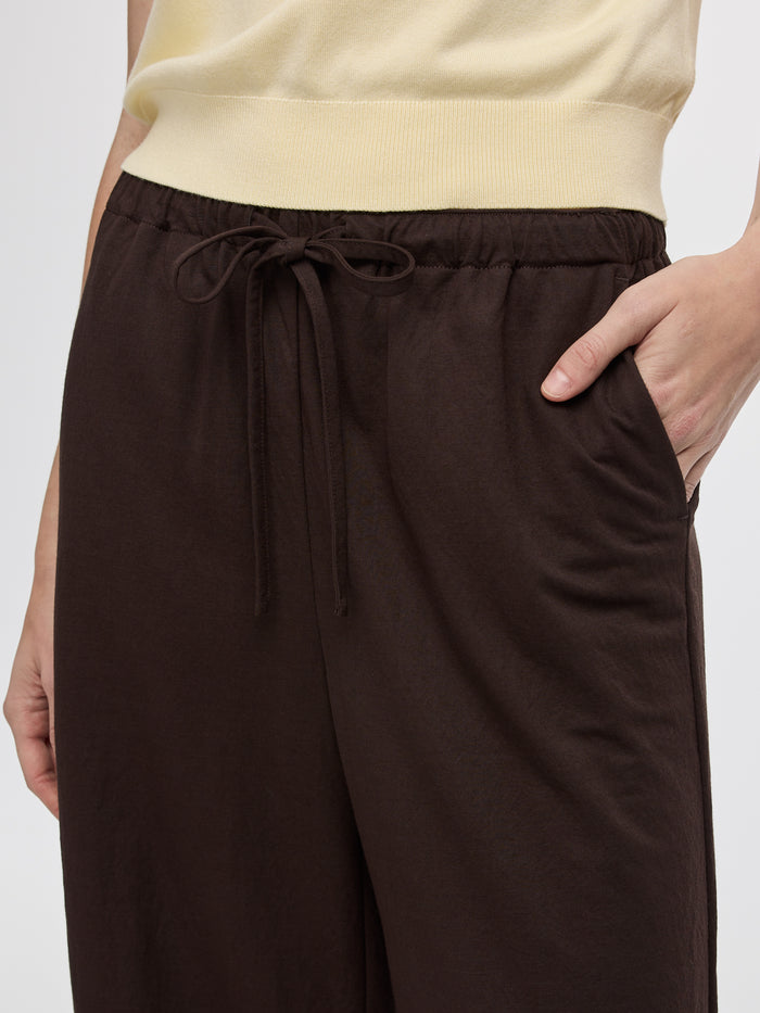 Wide-Leg Cropped Piqué Pant