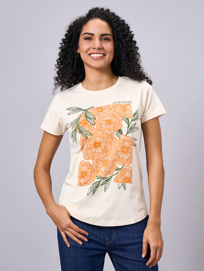 Women's 100% Organic Cotton Regular Fit Tshirt Natural