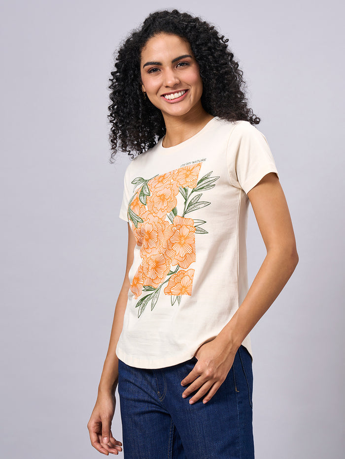 Women's 100% Organic Cotton Regular Fit Tshirt Natural