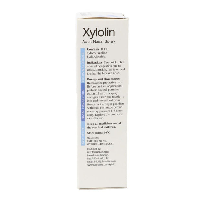 Xylolin 0.1% Xylometazoline Hydrochloride Nasal Spray for Adults, 10ml - Makkah Pharmacy