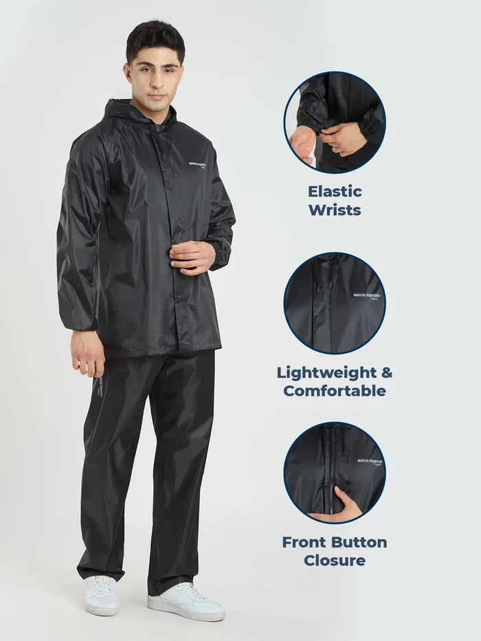 ZEEL Raincoat WF1021 Waterproof Hooded Rain Suit with Pant for Men & Women | Windproof Bike Riding Rainwear with Reflective Safety Logo